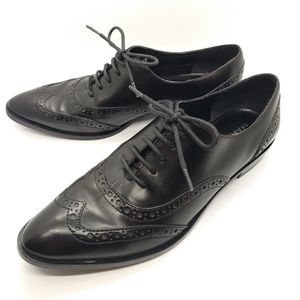 Marc Fisher Wingtip Heeled Oxford Leather Black
